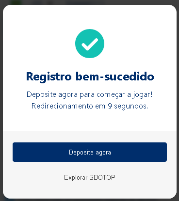 SBOTOP Successful Registration Confirmation